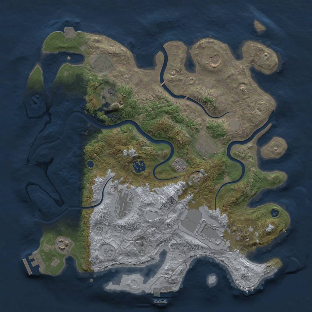 Rust Map: Procedural Map, Size: 3700, Seed: 1329615158, 16 Monuments