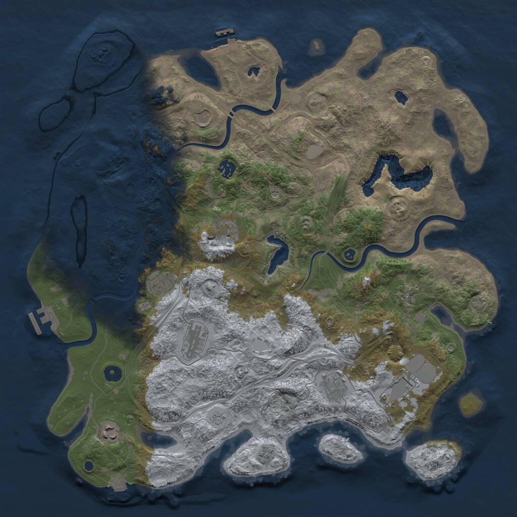 Rust Map: Procedural Map, Size: 4500, Seed: 1005996, 16 Monuments