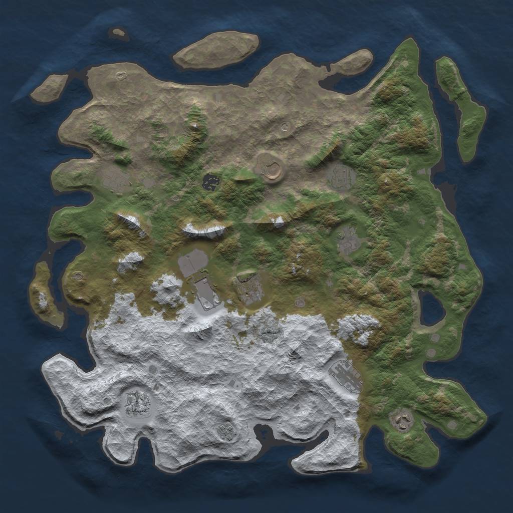 Rust Map: Barren, Size: 4500, Seed: 3430025, 14 Monuments