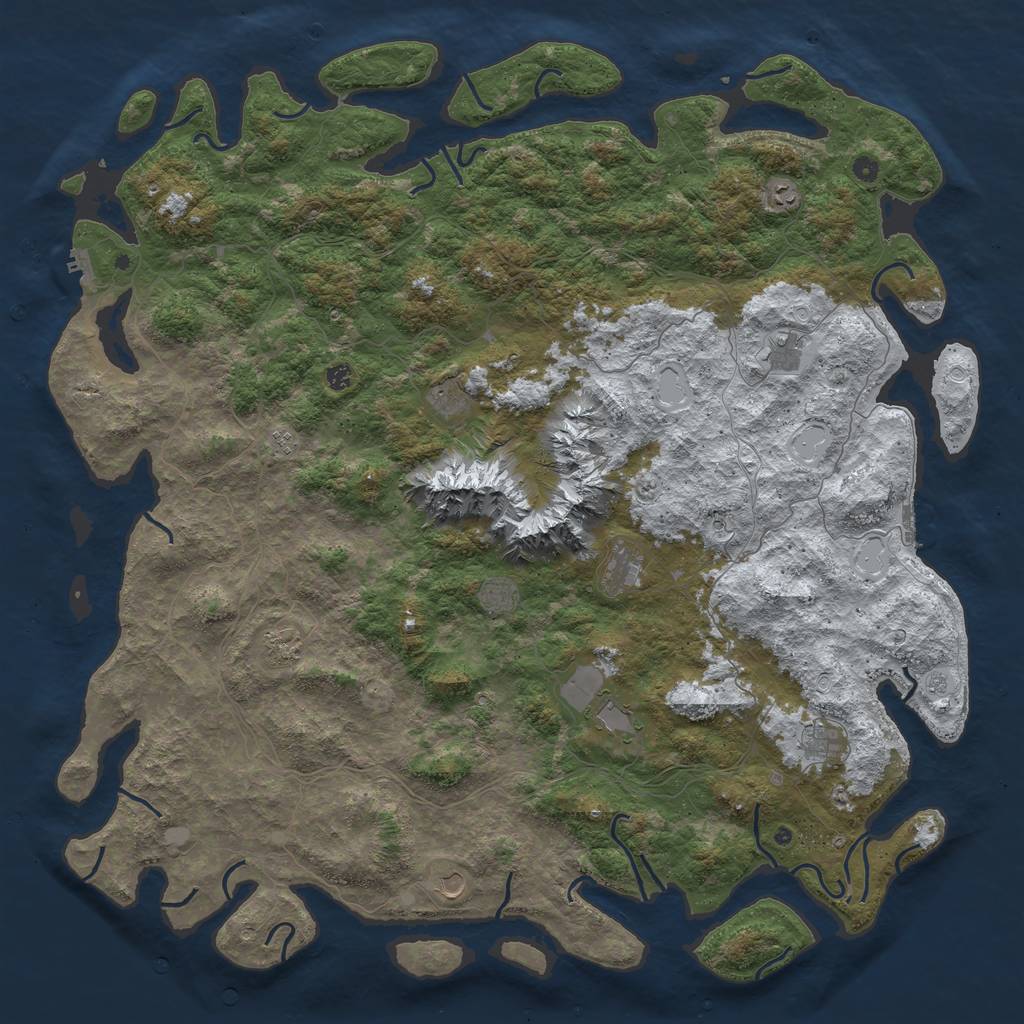 Rust Map: Procedural Map, Size: 6000, Seed: 3569044, 20 Monuments
