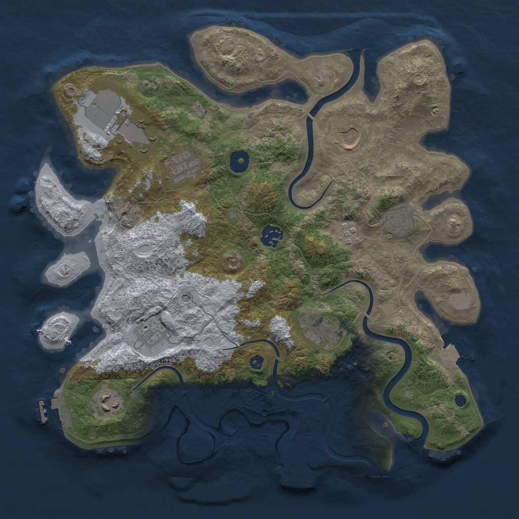Rust Map: Procedural Map, Size: 3600, Seed: 29299, 14 Monuments