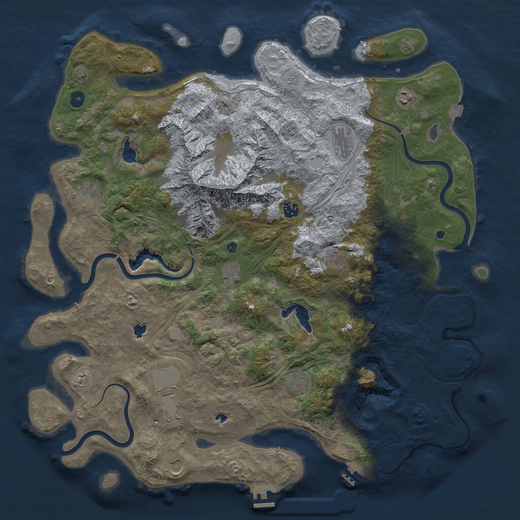 Rust Map: Procedural Map, Size: 5000, Seed: 183549285, 16 Monuments