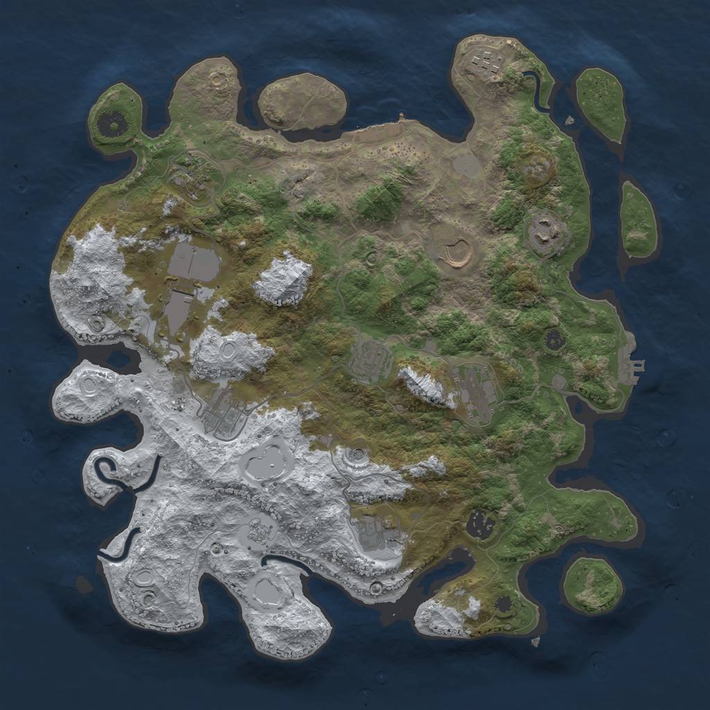 Rust Map: Procedural Map, Size: 3750, Seed: 3634227, 19 Monuments