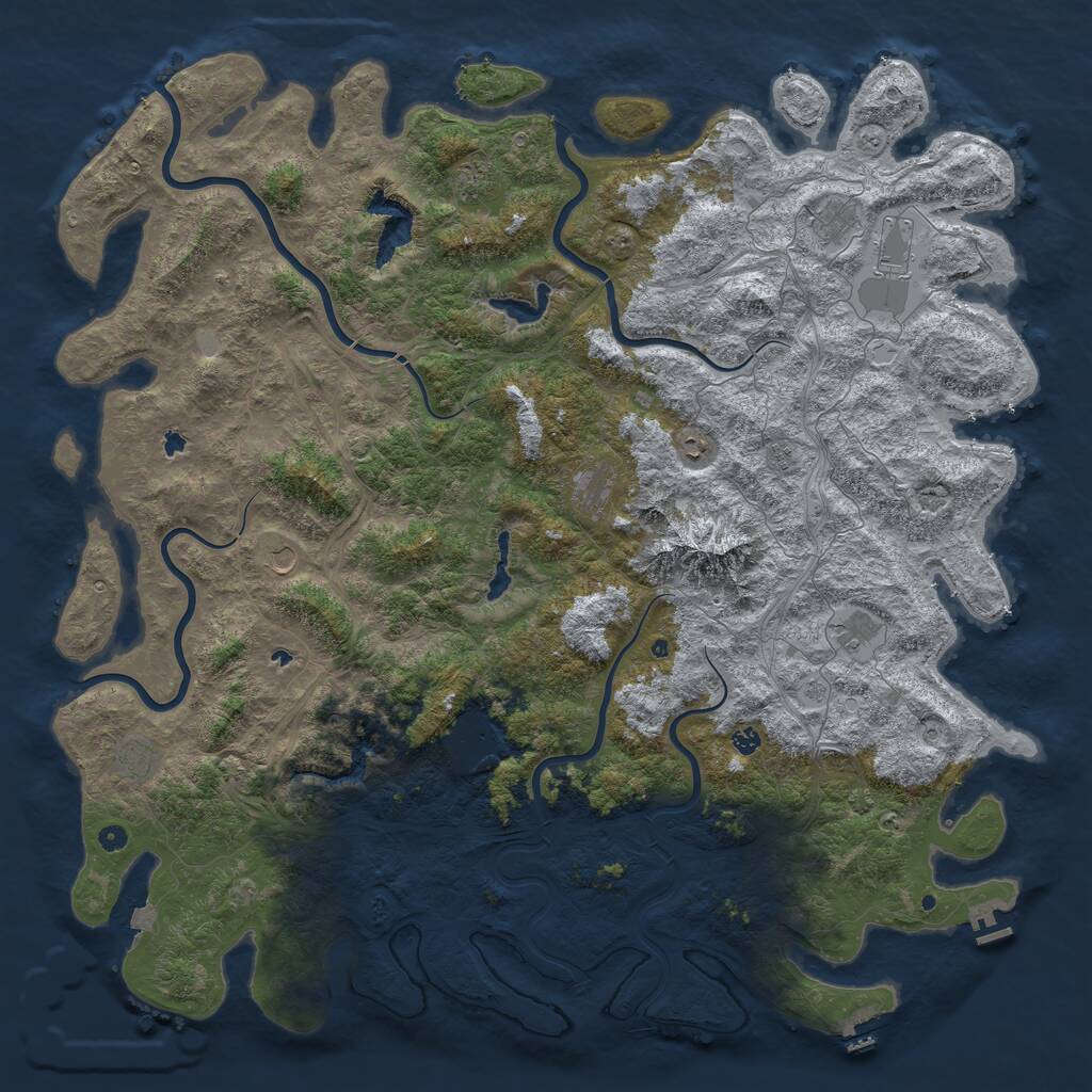Rust Map: Procedural Map, Size: 6000, Seed: 785948, 17 Monuments