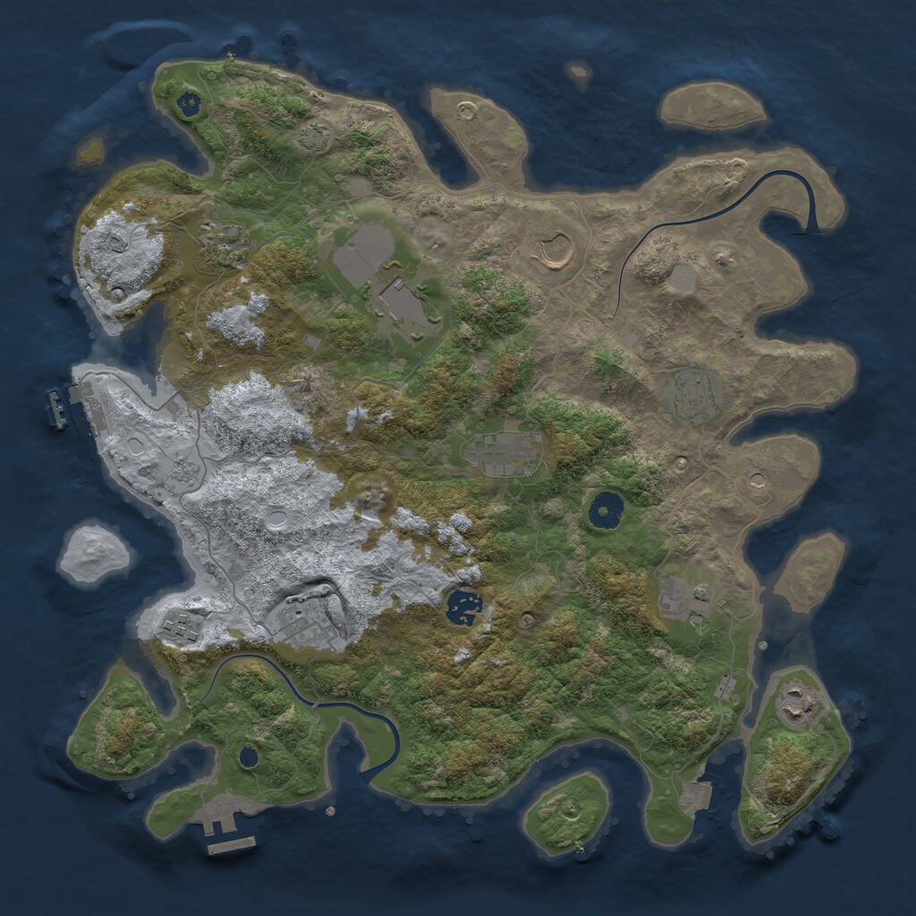 Rust Map: Procedural Map, Size: 3850, Seed: 645041903, 16 Monuments