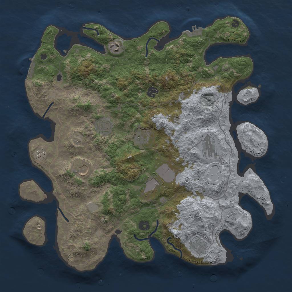 Rust Map: Procedural Map, Size: 4000, Seed: 2007516575, 16 Monuments