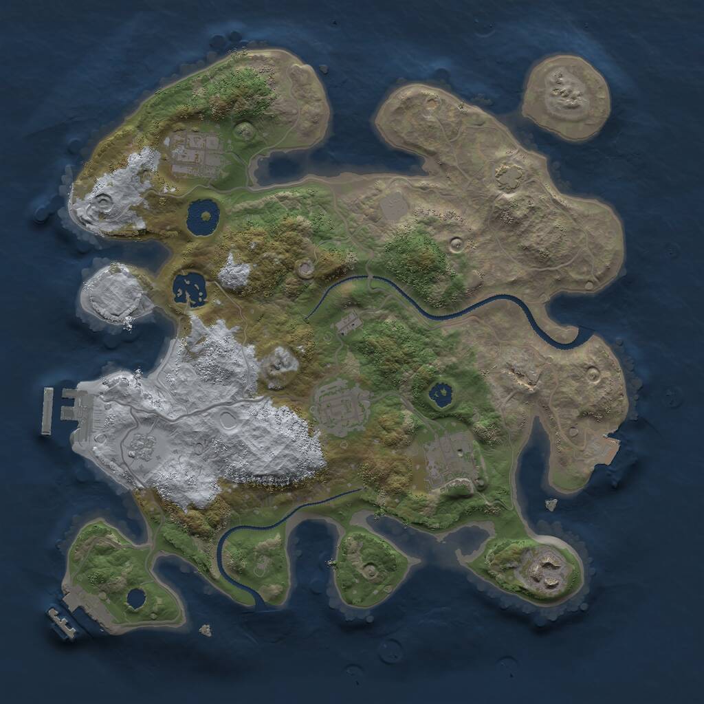Rust Map: Procedural Map, Size: 3000, Seed: 2029849043, 10 Monuments