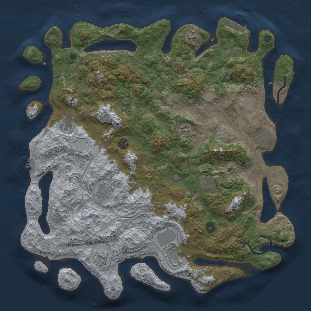 Rust Map: Procedural Map, Size: 4500, Seed: 1038757594, 17 Monuments