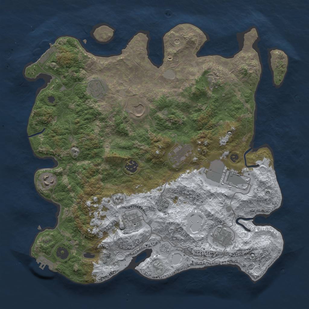 Rust Map: Procedural Map, Size: 3750, Seed: 1481465, 19 Monuments