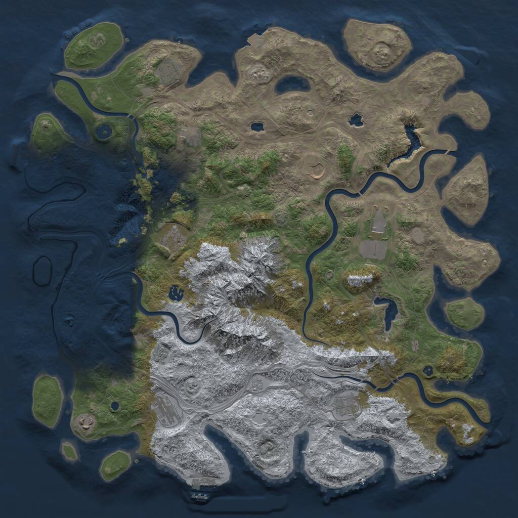 Rust Map: Procedural Map, Size: 5000, Seed: 260320222, 16 Monuments