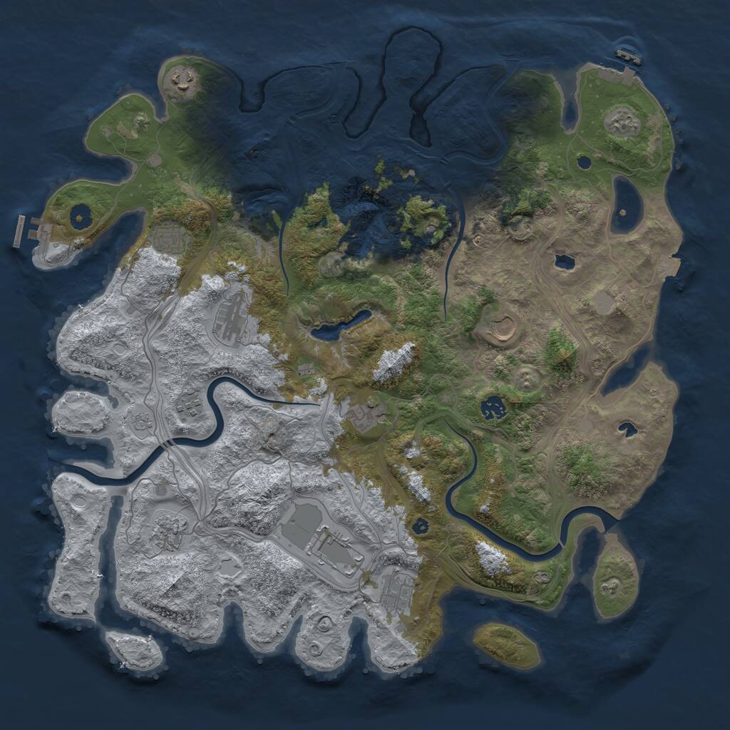 Rust Map: Procedural Map, Size: 4500, Seed: 4673236, 16 Monuments