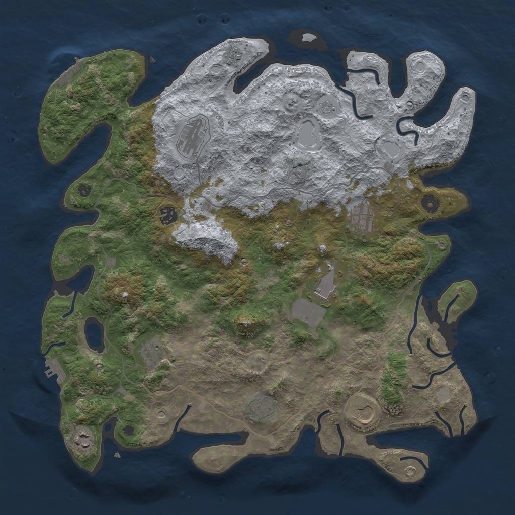 Rust Map: Procedural Map, Size: 4200, Seed: 1145685072, 18 Monuments