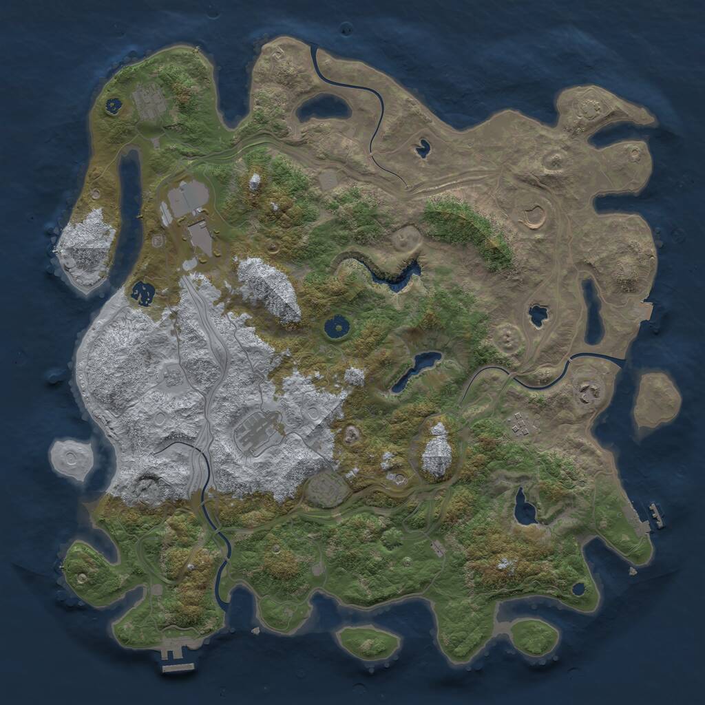 Rust Map: Procedural Map, Size: 4500, Seed: 343511, 14 Monuments