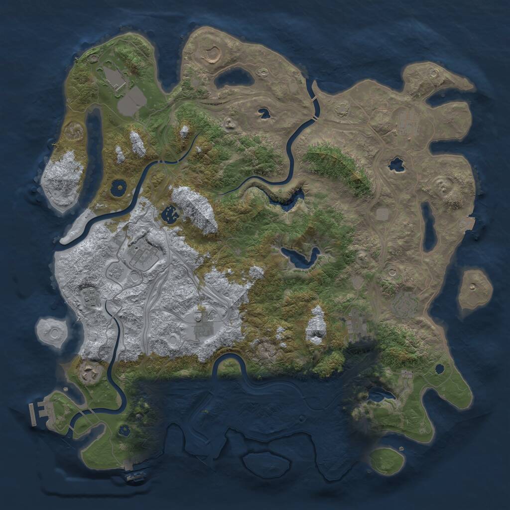 Rust Map: Procedural Map, Size: 4500, Seed: 343511, 16 Monuments