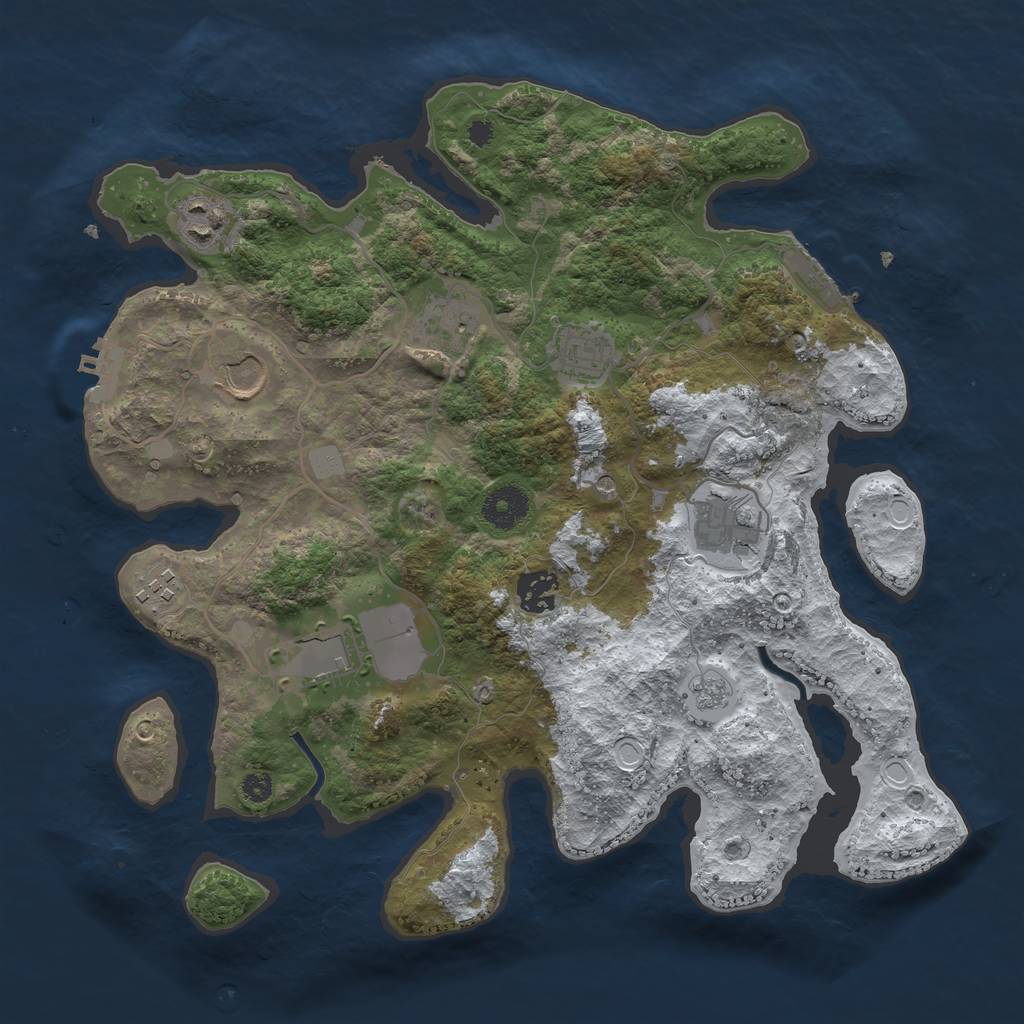 Rust Map: Procedural Map, Size: 3500, Seed: 2941303, 17 Monuments