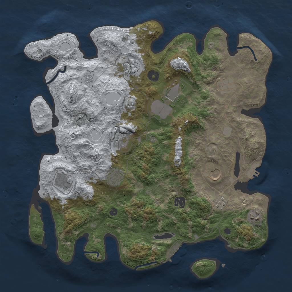 Rust Map: Procedural Map, Size: 3800, Seed: 2109685372, 19 Monuments