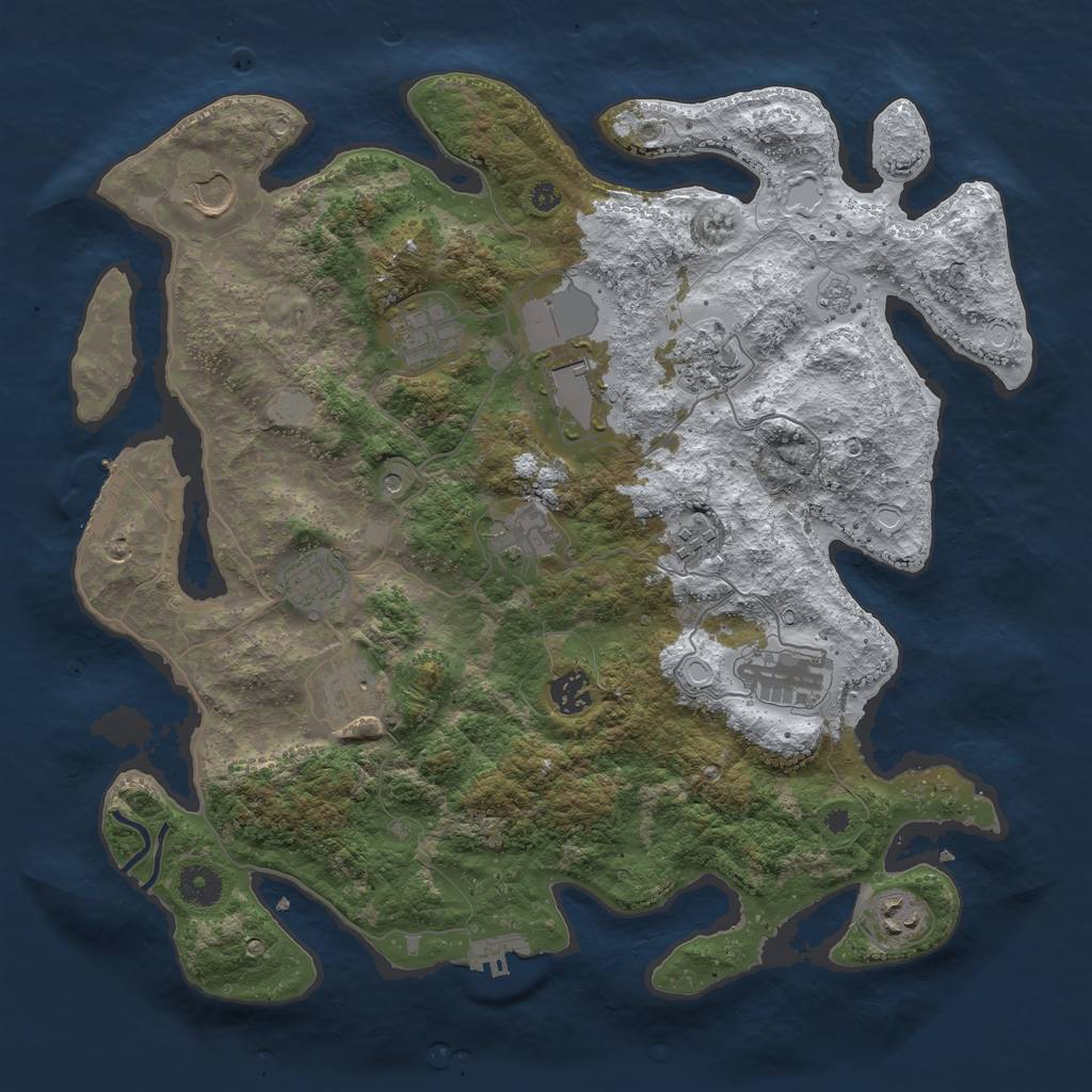 Rust Map: Procedural Map, Size: 3850, Seed: 770585276, 20 Monuments