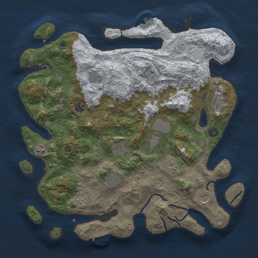 Rust Map: Procedural Map, Size: 4000, Seed: 832810402, 18 Monuments