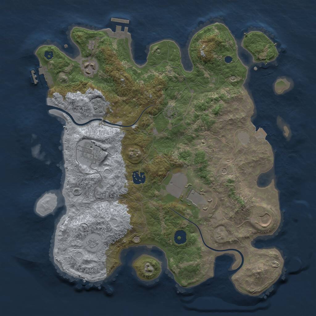 Rust Map: Procedural Map, Size: 3501, Seed: 100, 12 Monuments