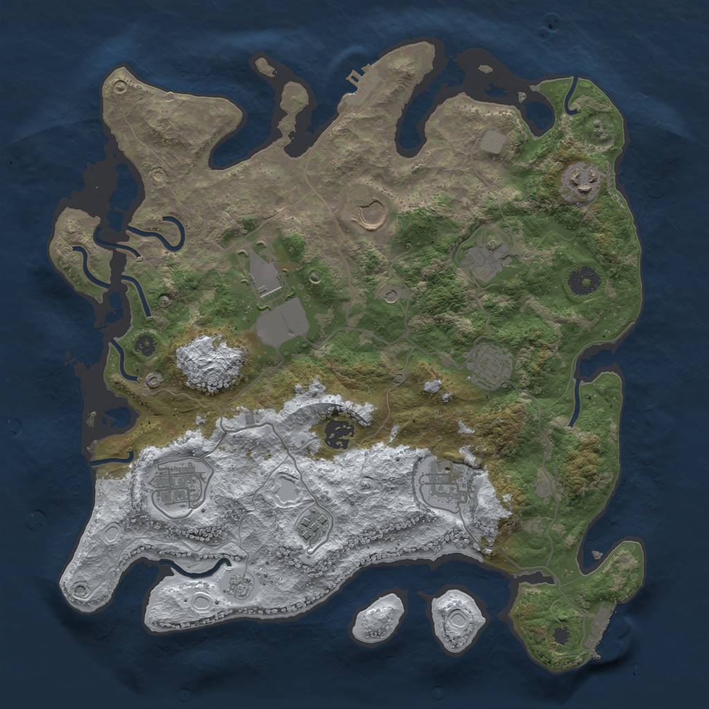 Rust Map: Procedural Map, Size: 3550, Seed: 166555555, 18 Monuments