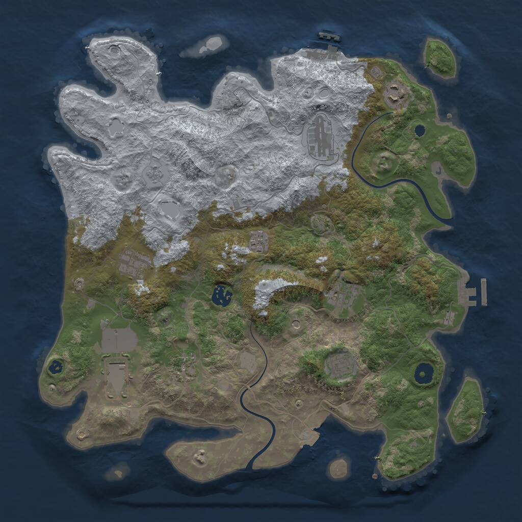 Rust Map: Procedural Map, Size: 3850, Seed: 1778082165, 15 Monuments