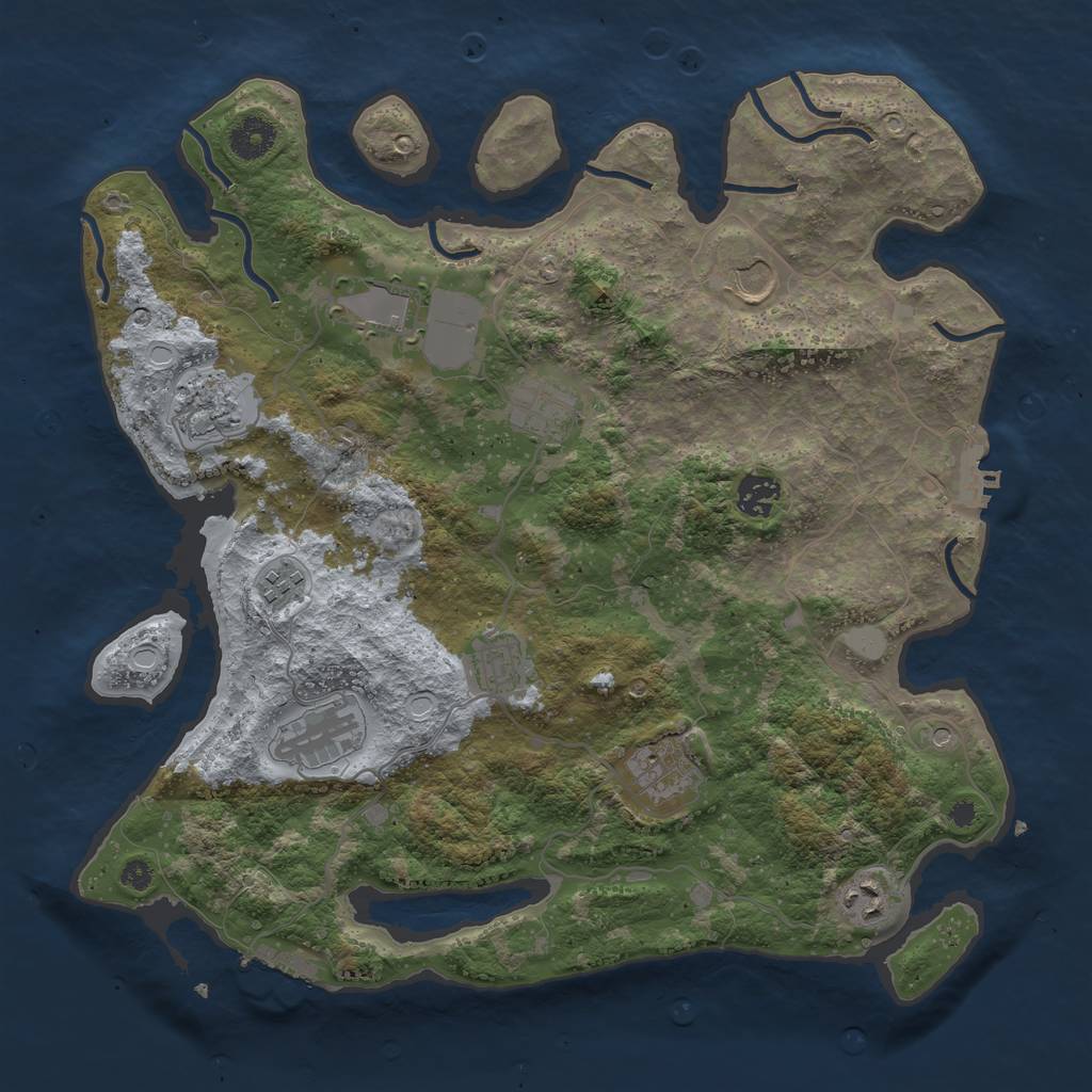 Rust Map: Procedural Map, Size: 3750, Seed: 1628523264, 18 Monuments