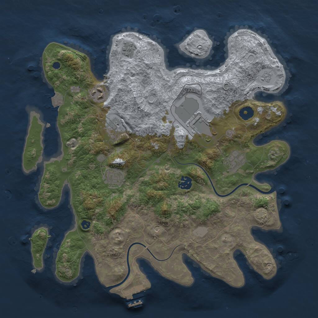 Rust Map: Procedural Map, Size: 3500, Seed: 1857163391, 12 Monuments