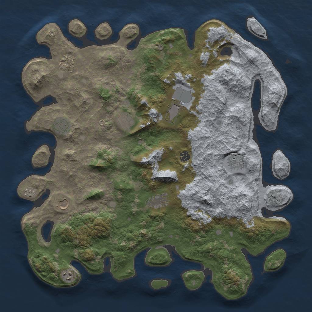 Rust Map: Barren, Size: 4500, Seed: 2083207, 13 Monuments