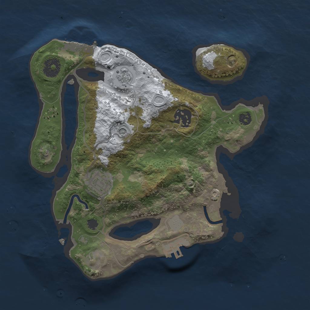 Rust Map: Procedural Map, Size: 2500, Seed: 1922162140, 11 Monuments