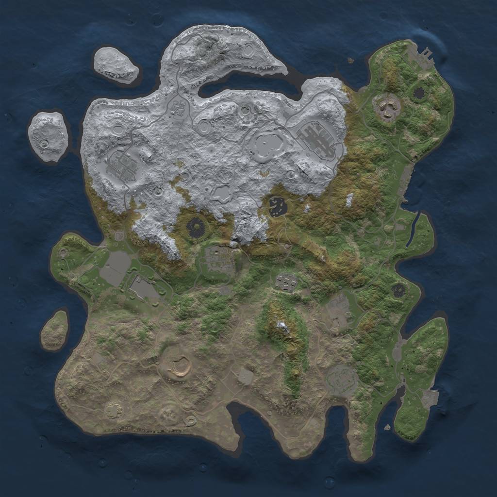 Rust Map: Procedural Map, Size: 3800, Seed: 752228, 18 Monuments