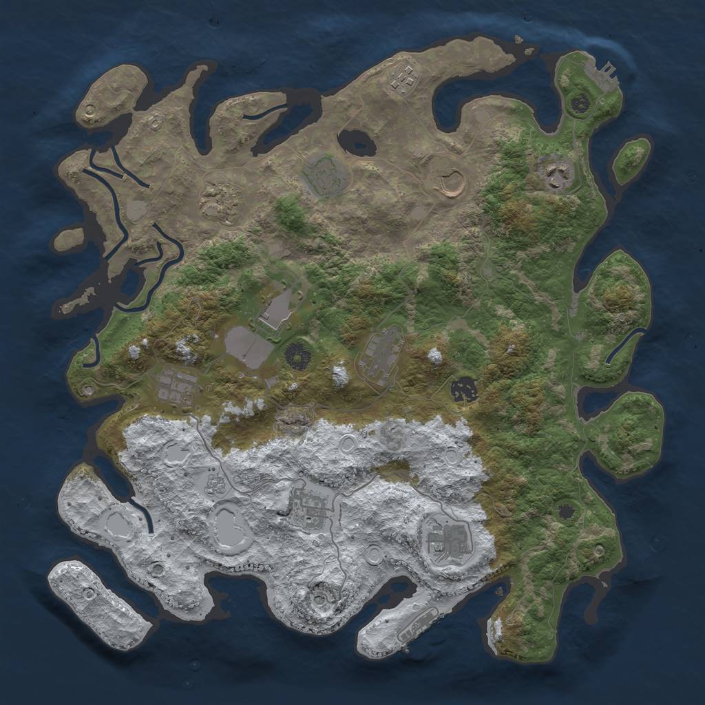 Rust Map: Procedural Map, Size: 3950, Seed: 495415953, 20 Monuments