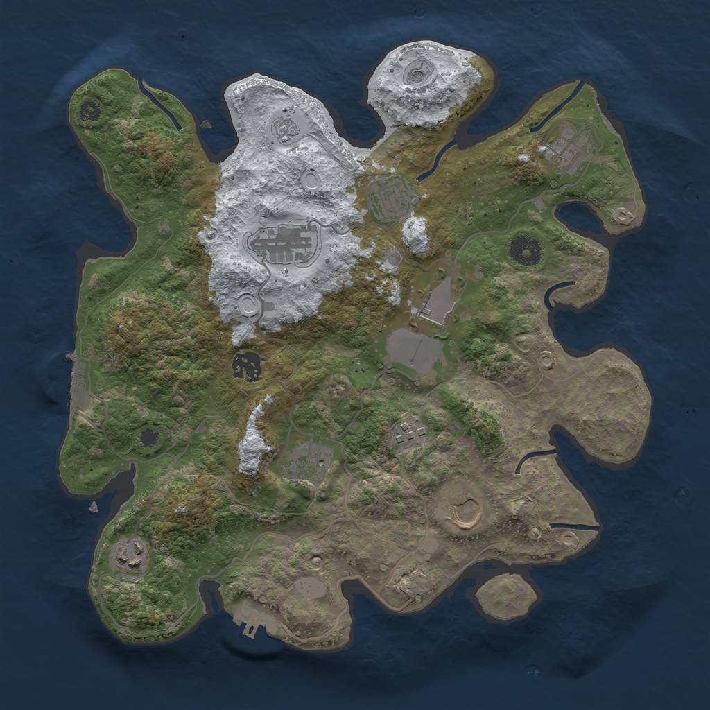 Rust Map: Procedural Map, Size: 3500, Seed: 4518821, 18 Monuments