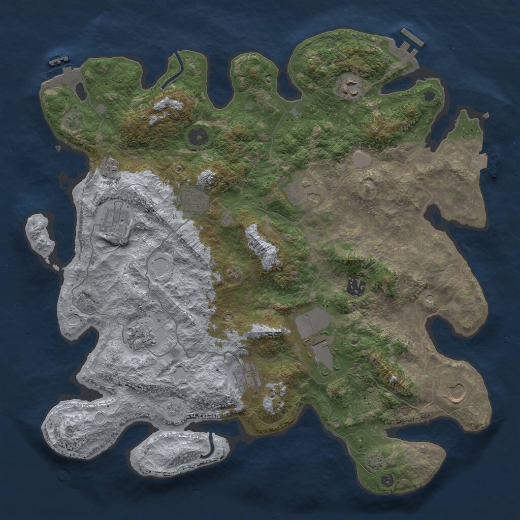 Rust Map: Procedural Map, Size: 4050, Seed: 1666104879, 16 Monuments