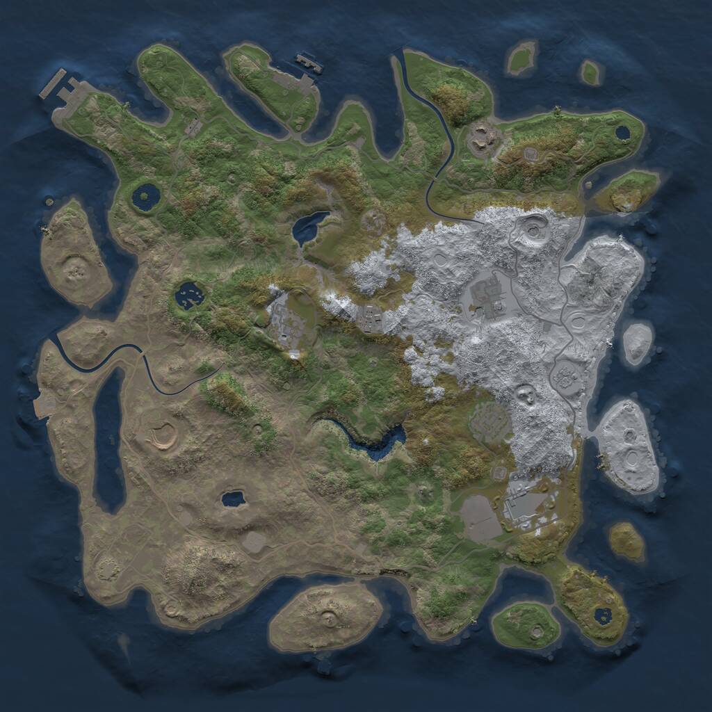 Rust Map: Procedural Map, Size: 4000, Seed: 2044736006, 14 Monuments