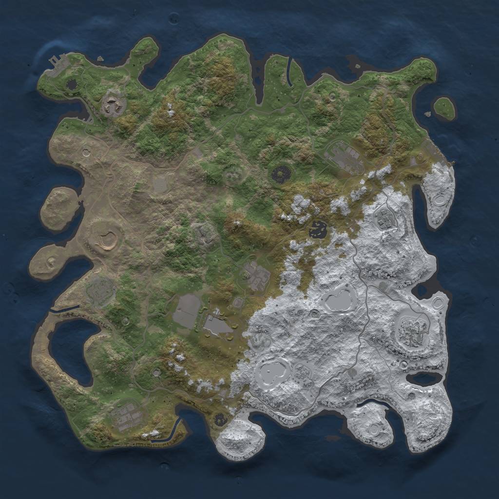 Rust Map: Procedural Map, Size: 4000, Seed: 830521760, 19 Monuments