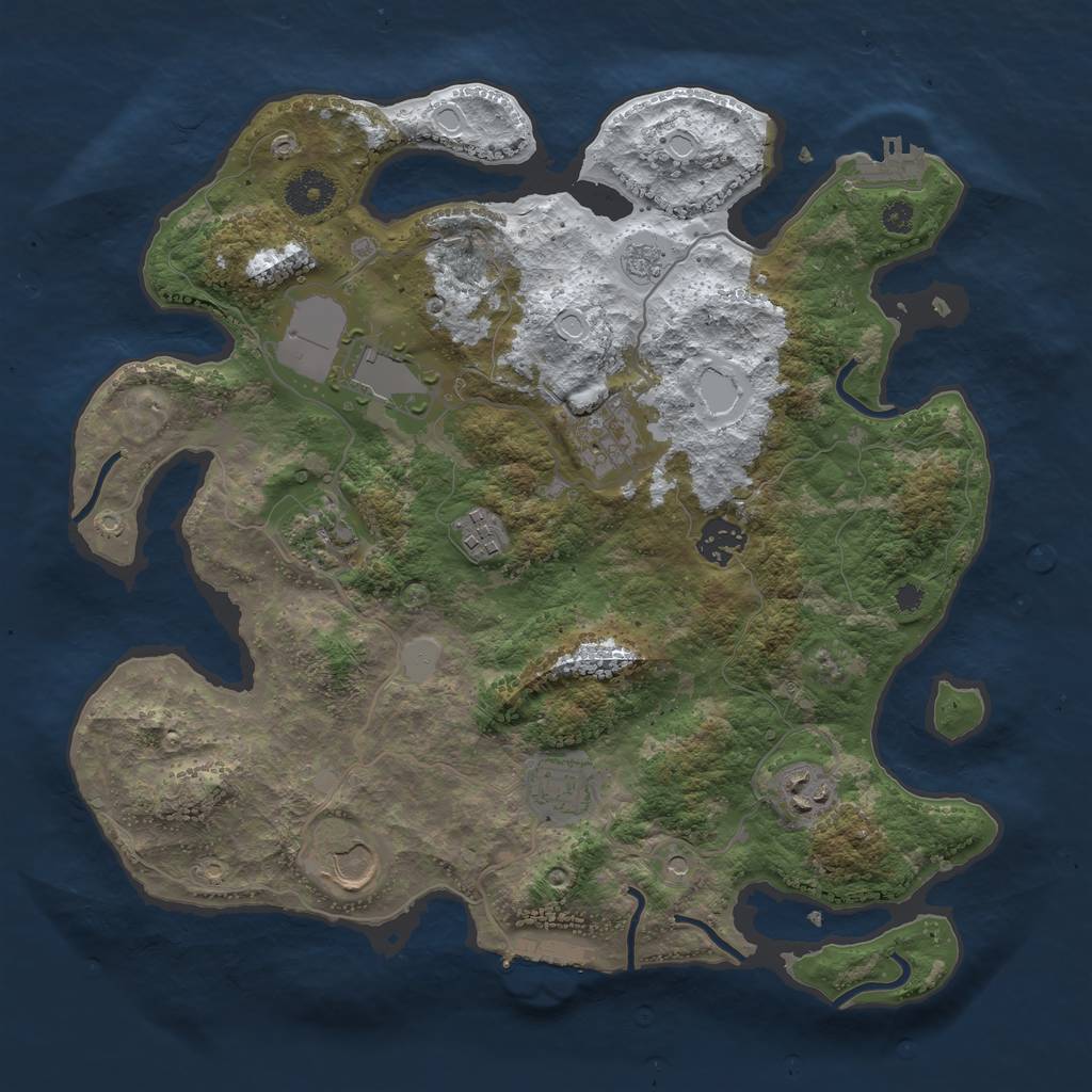 Rust Map: Procedural Map, Size: 3500, Seed: 56877, 17 Monuments
