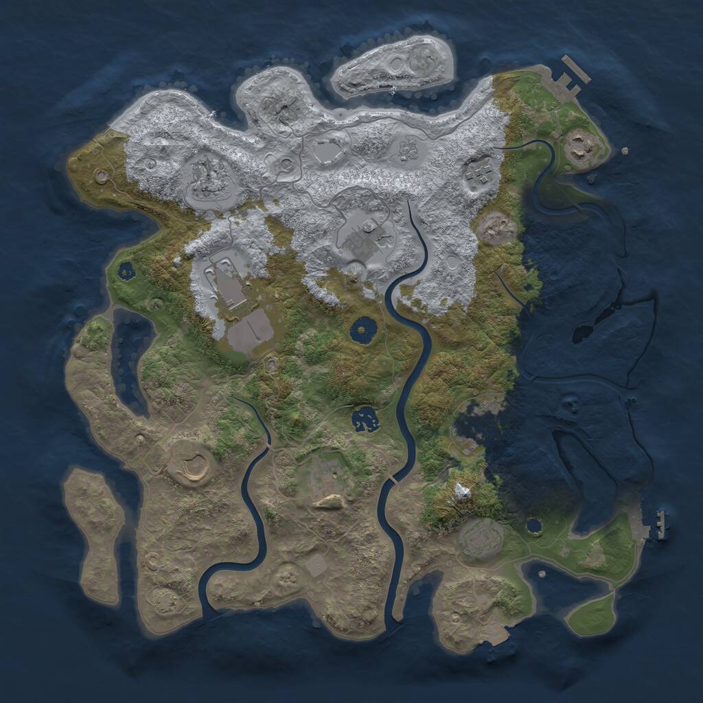 Rust Map: Procedural Map, Size: 3950, Seed: 1630651919, 16 Monuments
