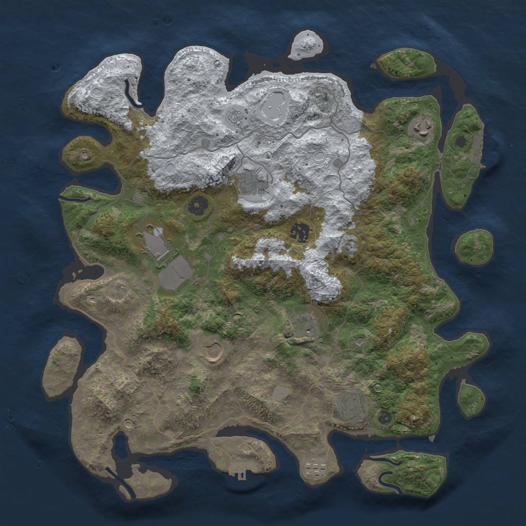 Rust Map: Procedural Map, Size: 4000, Seed: 7041956, 17 Monuments