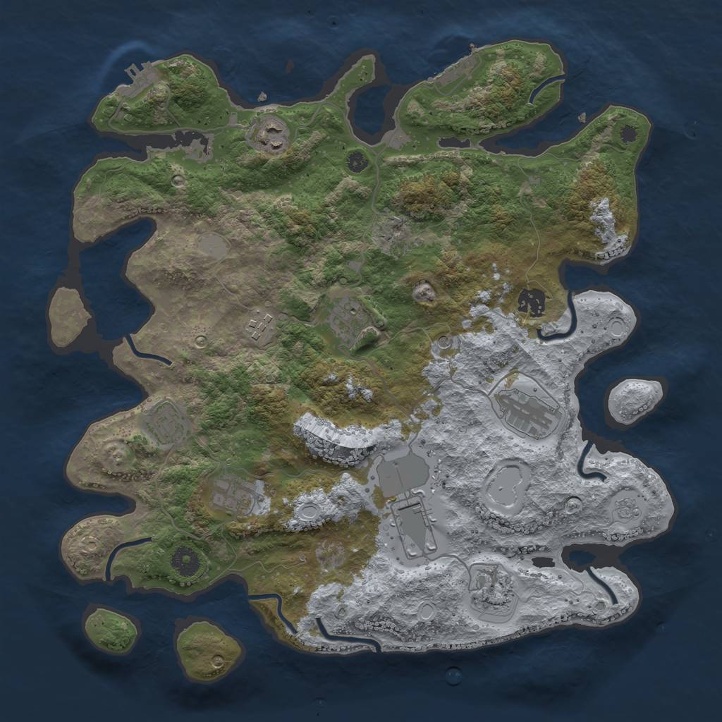 Rust Map: Procedural Map, Size: 3750, Seed: 1935897, 18 Monuments