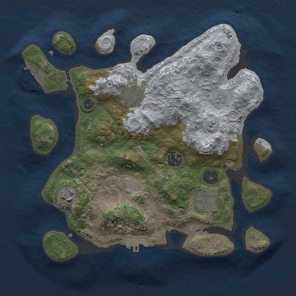 Rust Map: Procedural Map, Size: 3000, Seed: 2081960852, 12 Monuments