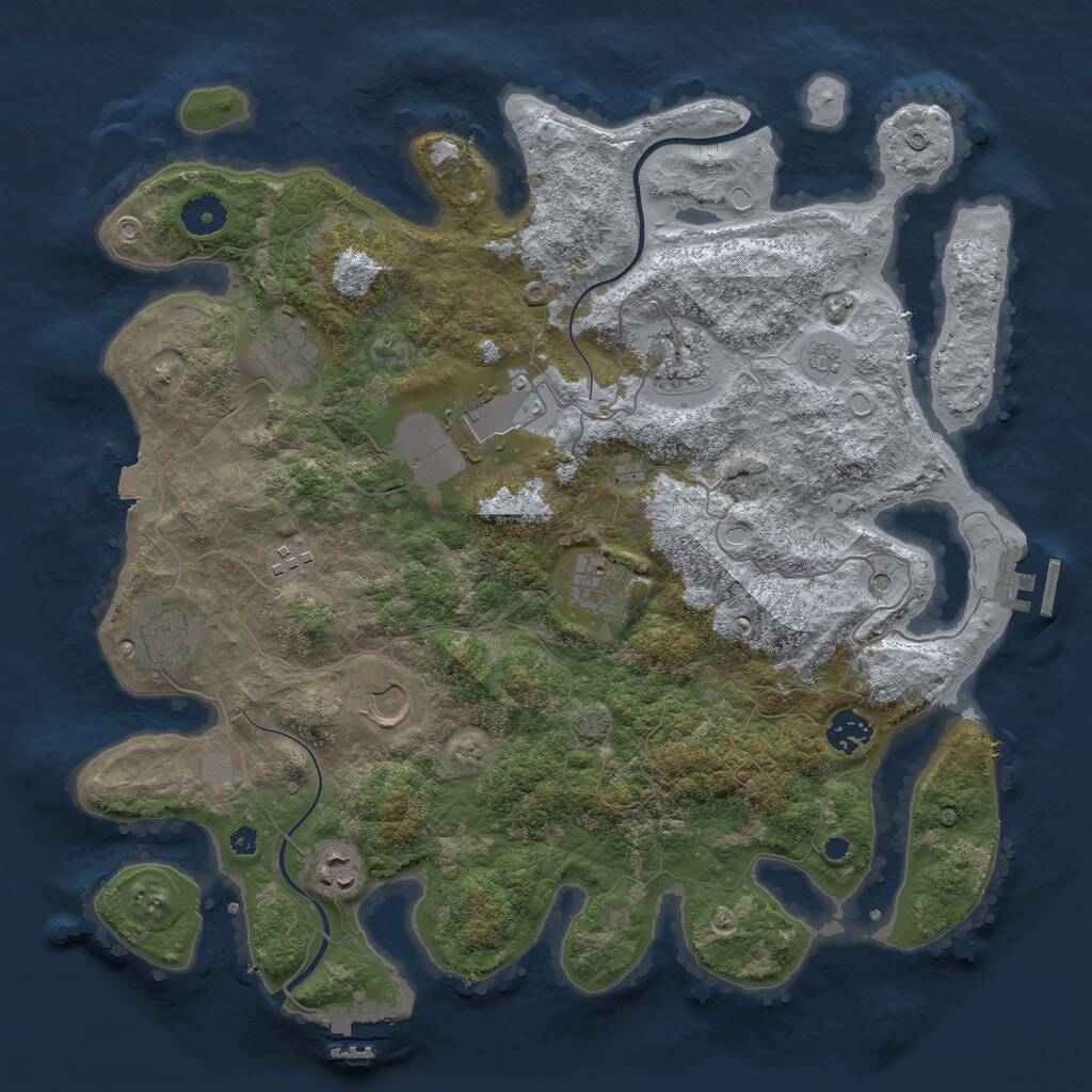 Rust Map: Procedural Map, Size: 3850, Seed: 560555225, 15 Monuments