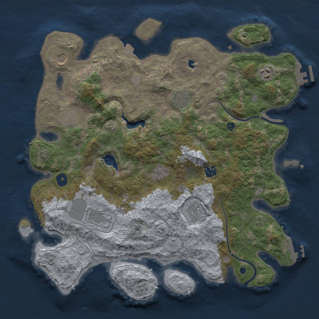 Rust Map: Procedural Map, Size: 4000, Seed: 173498436, 15 Monuments