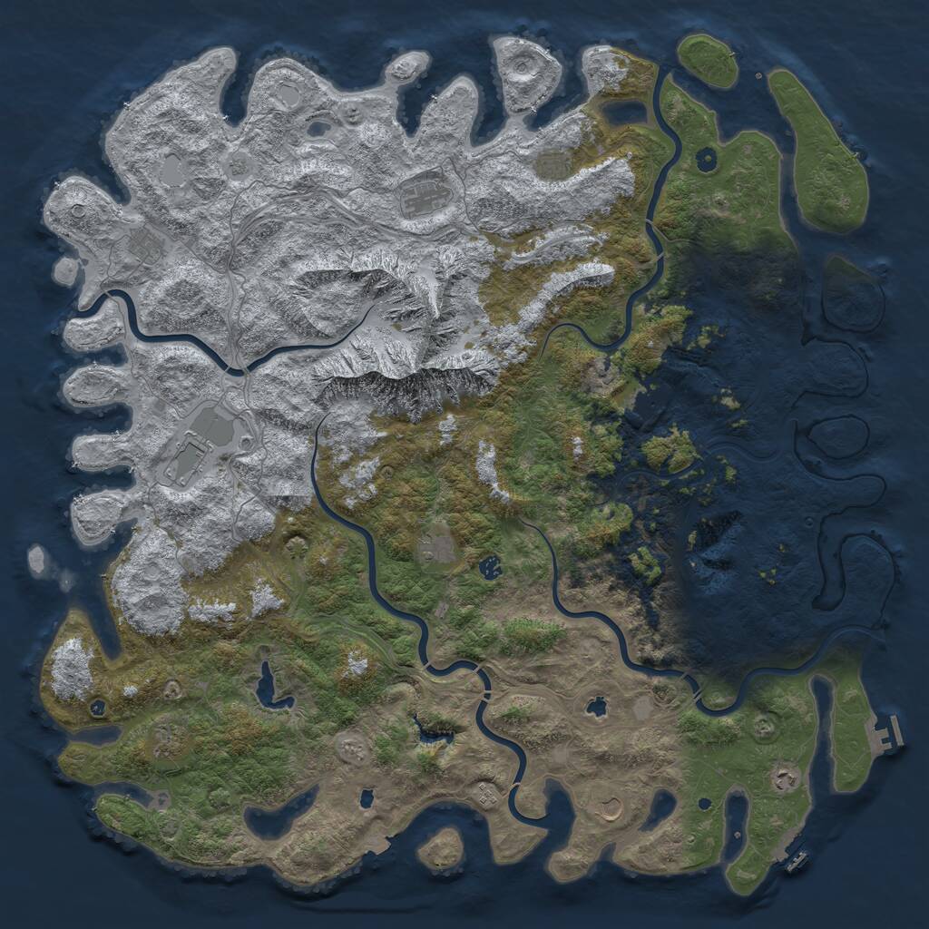 Rust Map: Procedural Map, Size: 6000, Seed: 2015695723, 17 Monuments