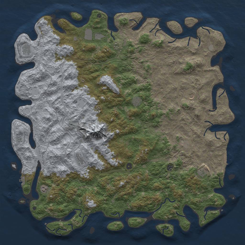 Rust Map: Procedural Map, Size: 6000, Seed: 499437, 20 Monuments