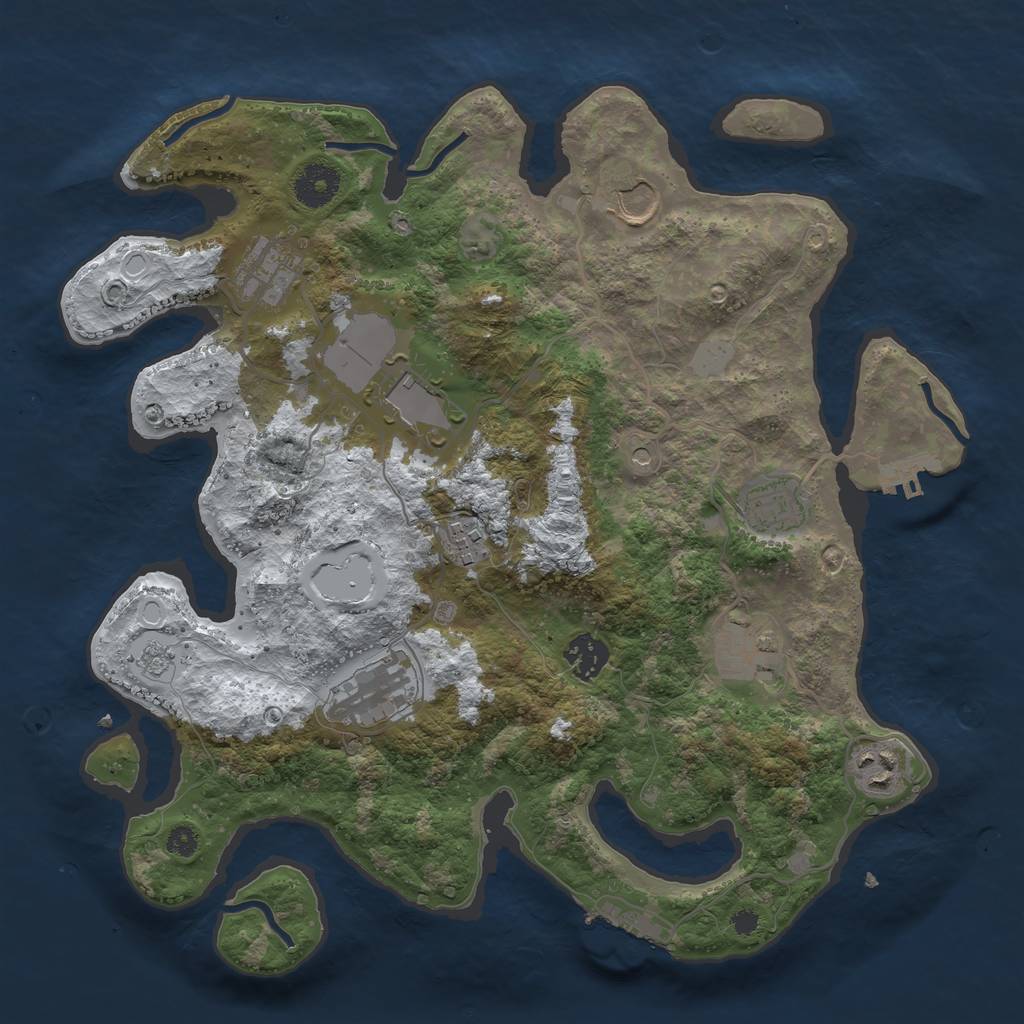 Rust Map: Procedural Map, Size: 3500, Seed: 30617, 18 Monuments