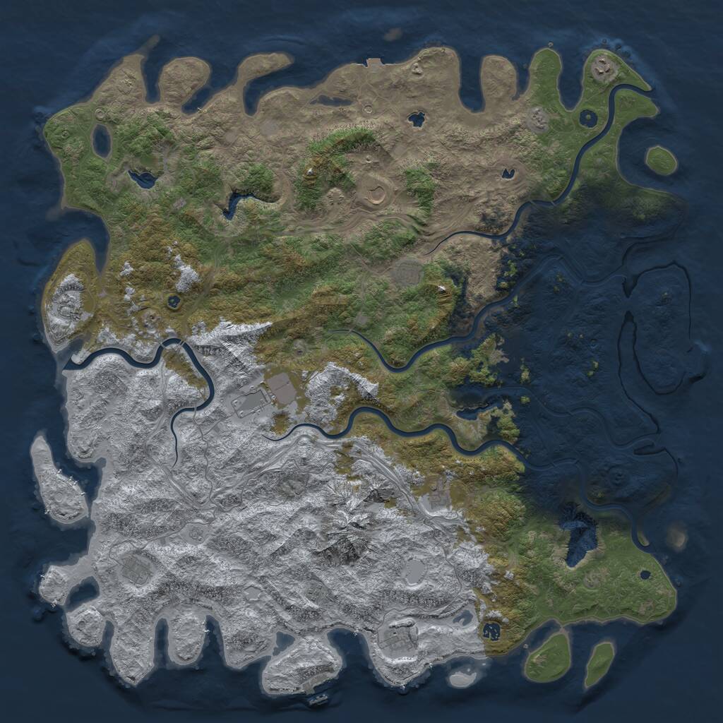 Rust Map: Procedural Map, Size: 6000, Seed: 123742, 17 Monuments