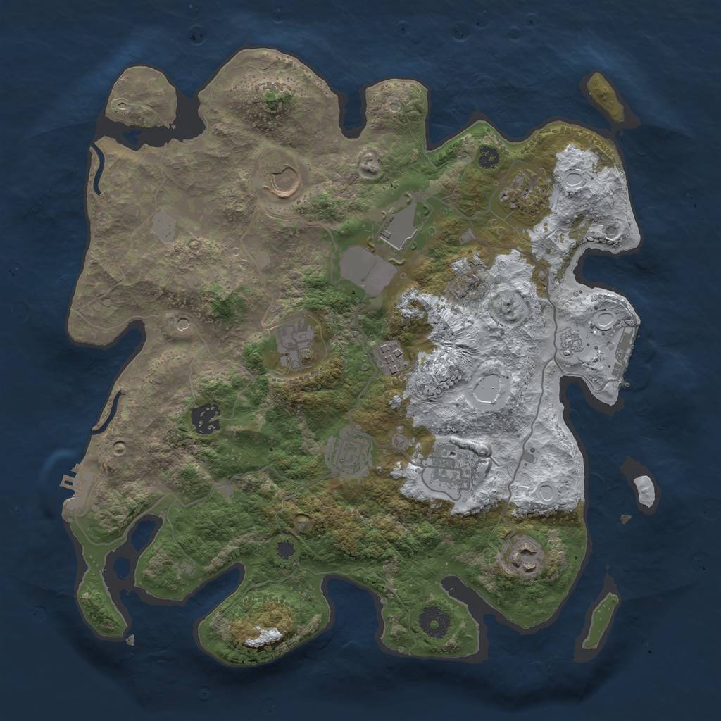 Rust Map: Procedural Map, Size: 3500, Seed: 5951794, 18 Monuments