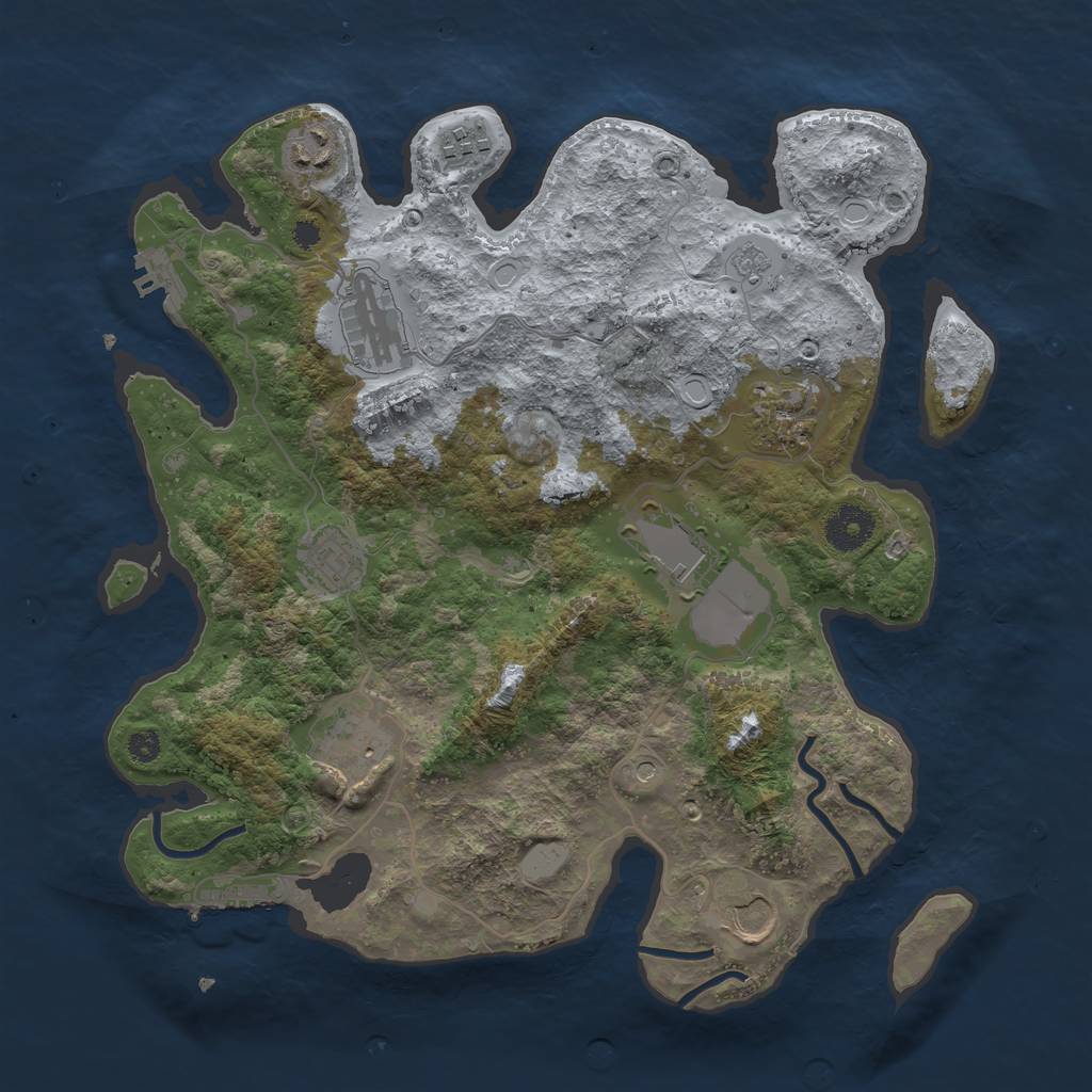 Rust Map: Procedural Map, Size: 3500, Seed: 713937, 17 Monuments