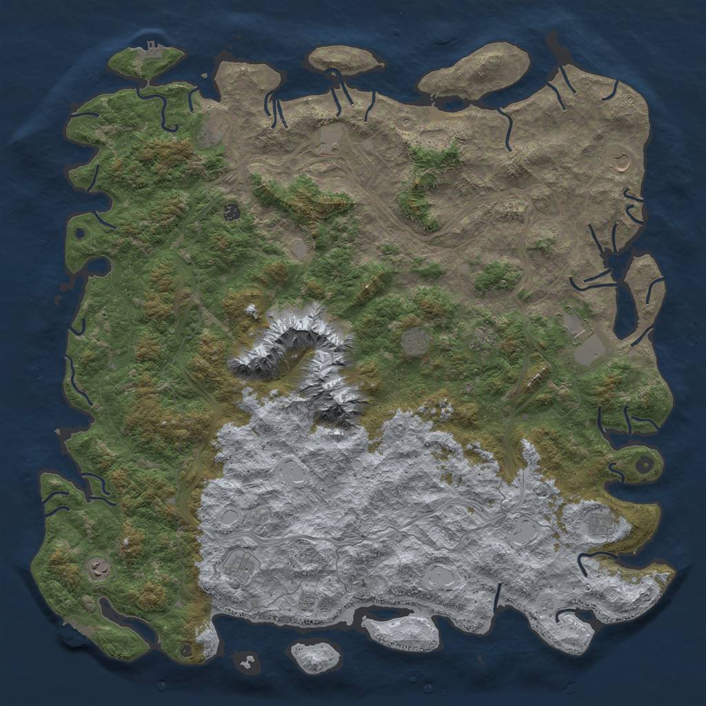 Rust Map: Procedural Map, Size: 6000, Seed: 1909536984, 20 Monuments
