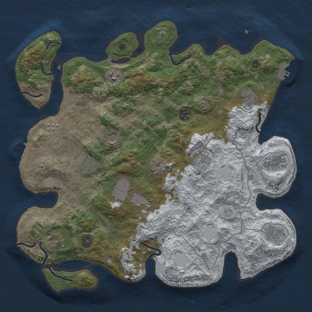 Rust Map: Procedural Map, Size: 4000, Seed: 773643, 20 Monuments